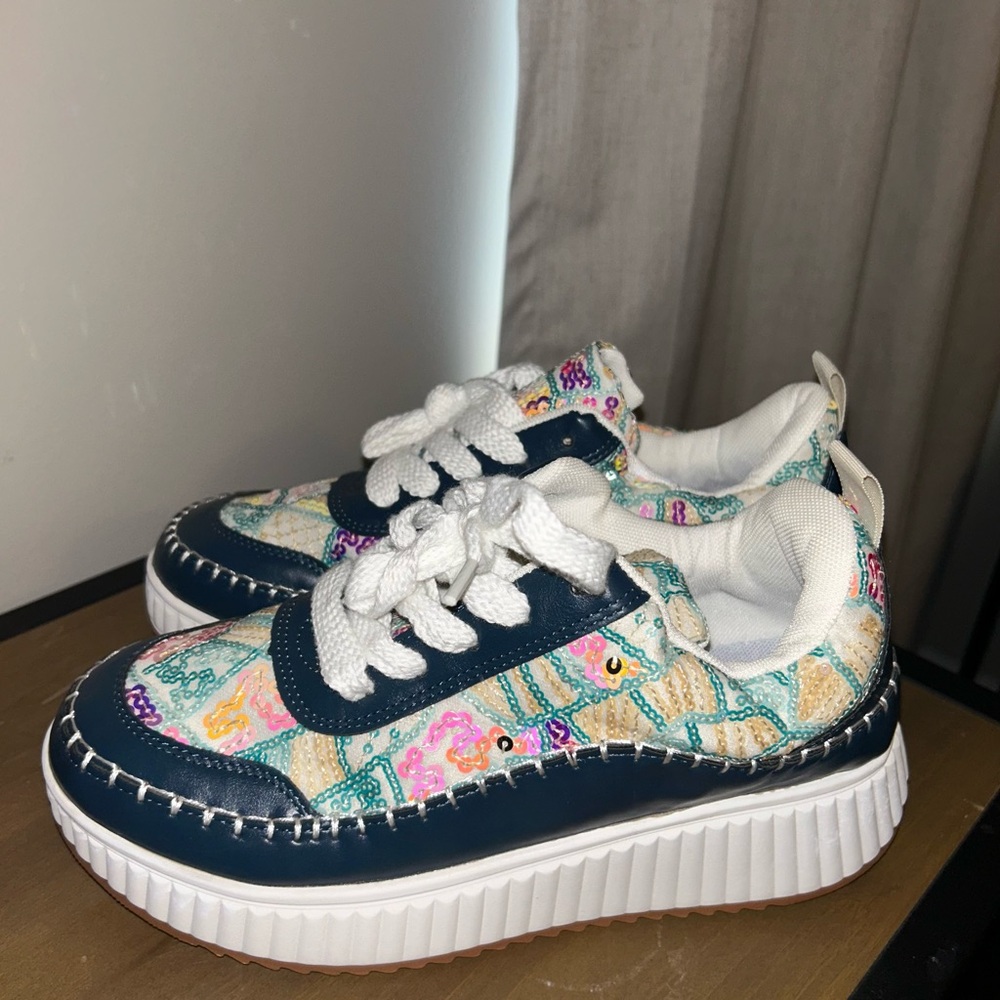 Colorful Patterned Sneakers with White Soles